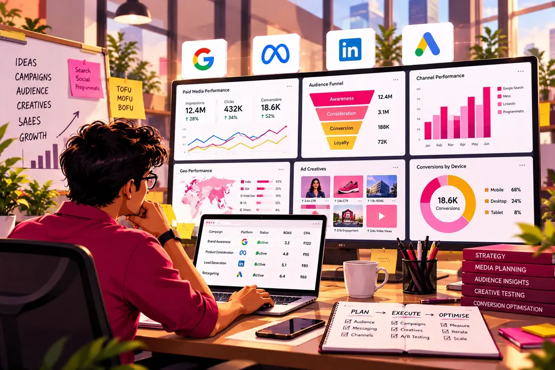 Performance dashboard across Google, Meta and LinkedIn