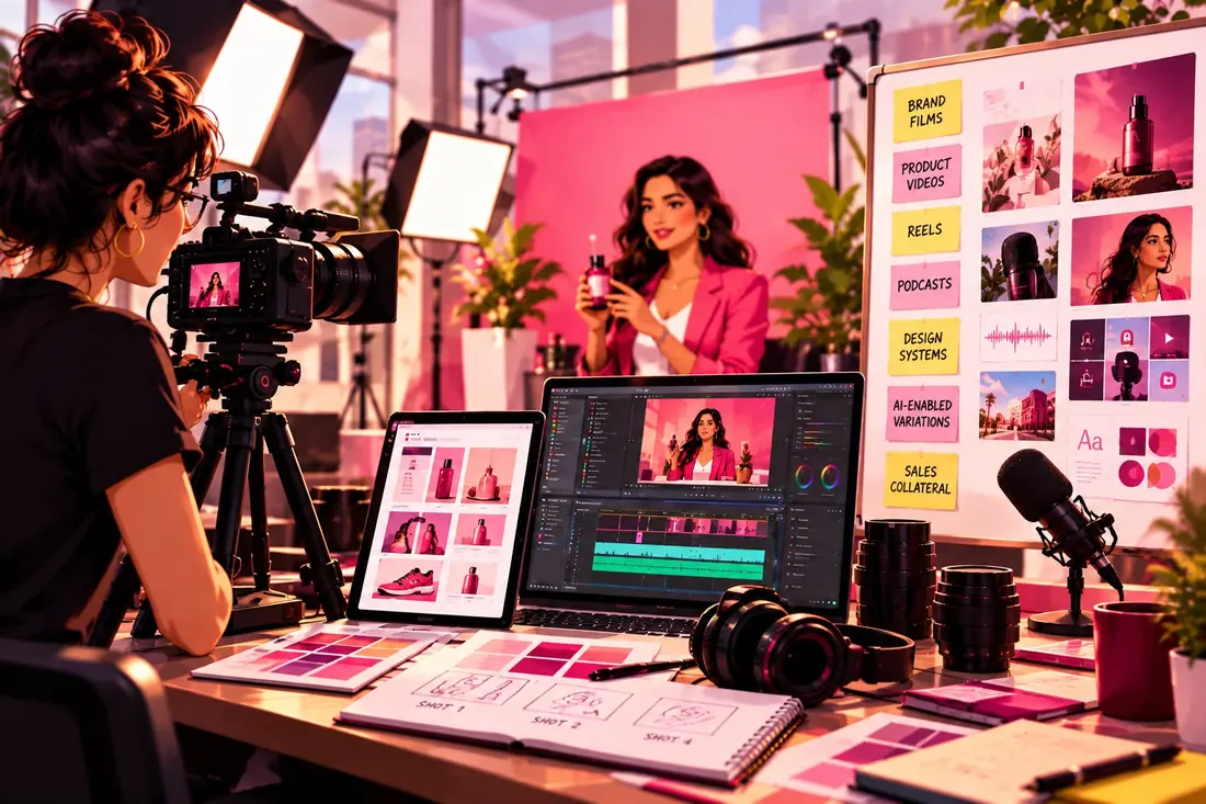 Creative production studio shooting product content