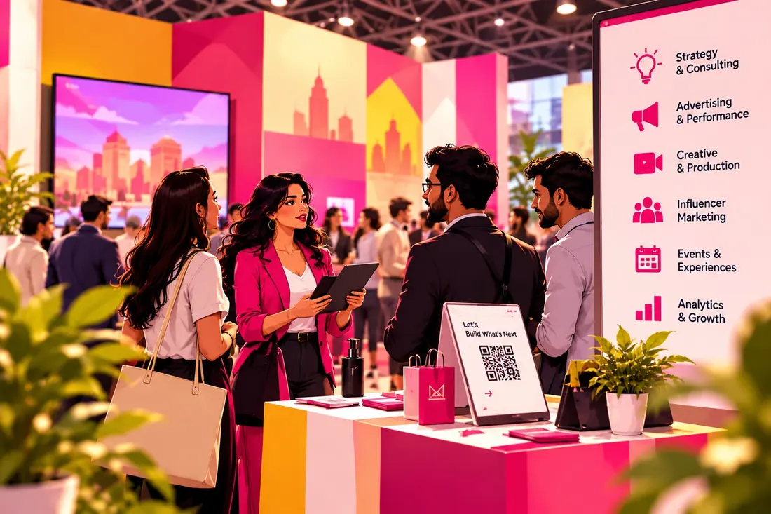 Networking at an expo stand